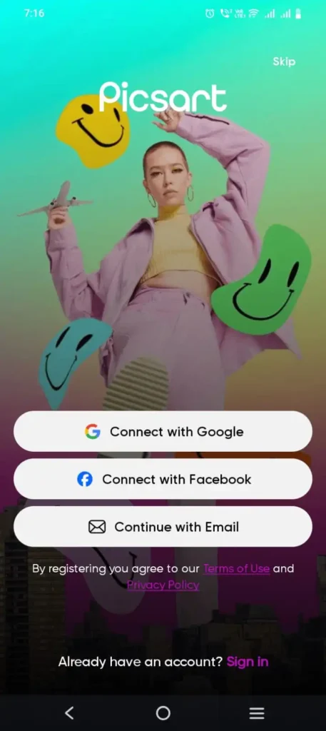 PicsArt Mod APK home screen interface with premium tools unlocked