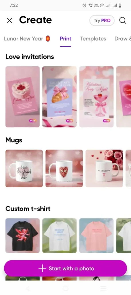 PicsArt Mod APK ready-made templates collection for photo editing