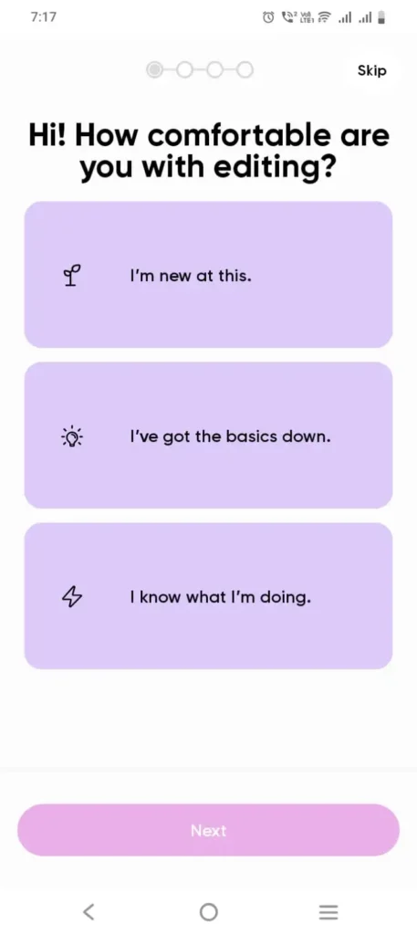 PicsArt Mod APK welcome screen and app startup interface